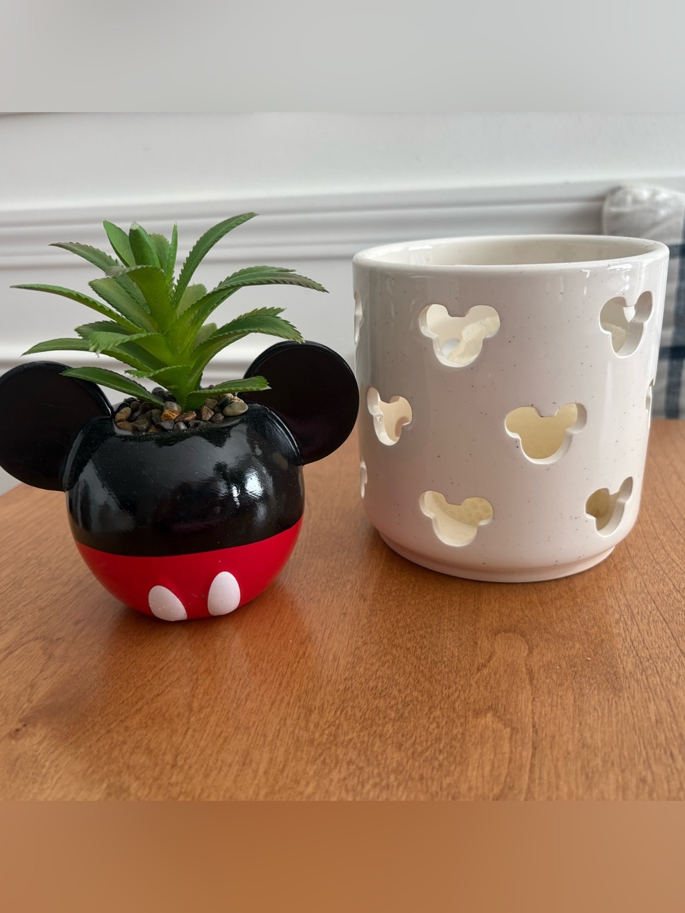 Disney Mickey Mouse Ceramic Succulent Pot and white Candle Holder